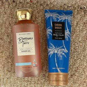 Bath and body summer set in boardwalk taffy and cabana breeze